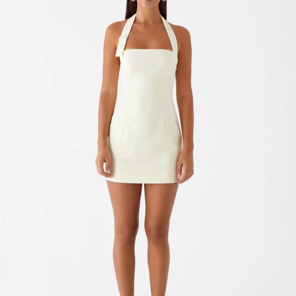 Peppermayo Cream Mini Halter Dress